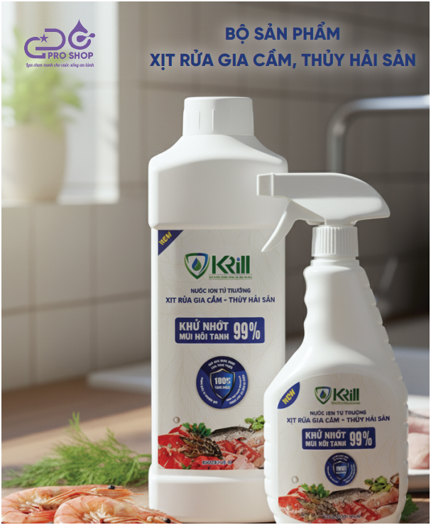Xịt rửa gia cầm-thủy hải sản Krill 1000ml